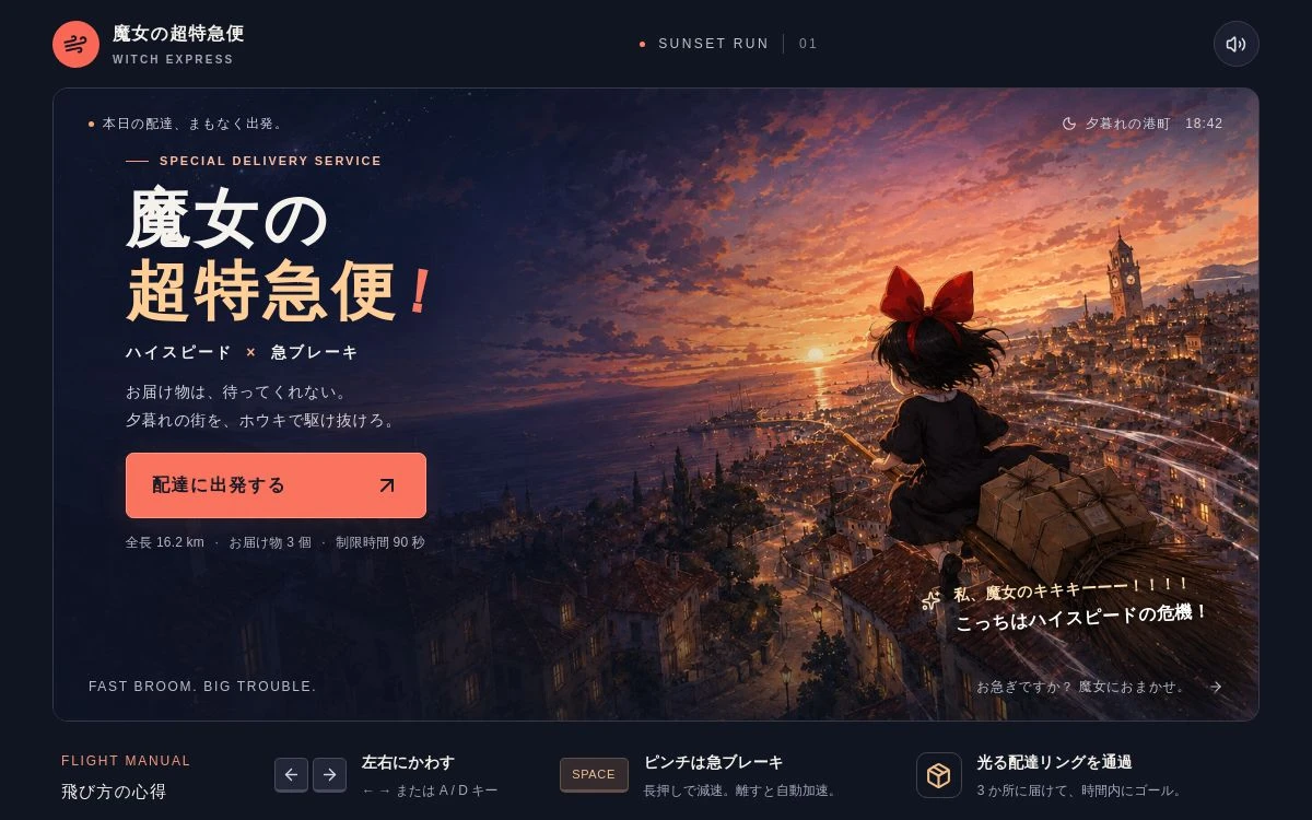 魔女の超特急便のゲーム画面