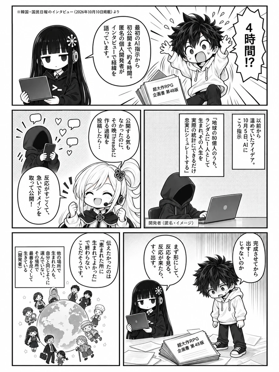 漫画『4時間と、80億分の1』2ページ目